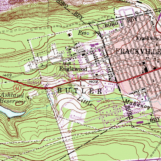 Topographic Map of Englewood Census Designated Place, PA