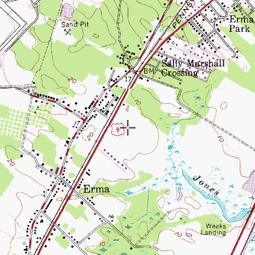 Topographic Map of Erma Census Designated Place, NJ