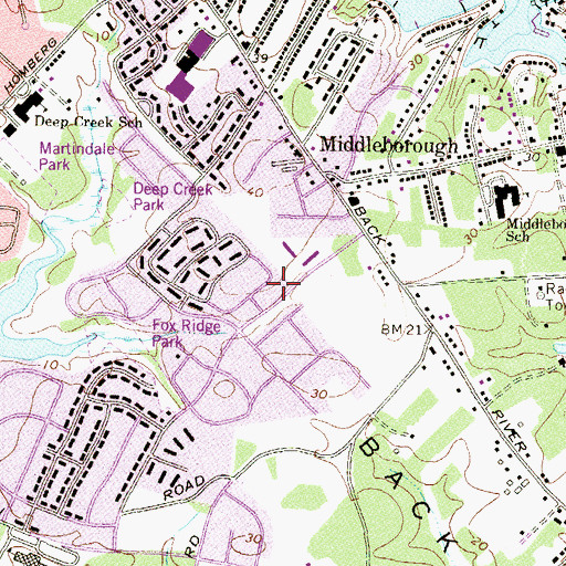 Topographic Map of Essex Census Designated Place, MD