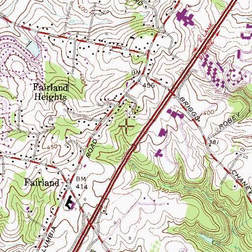 Topographic Map of Fairland Census Designated Place, MD