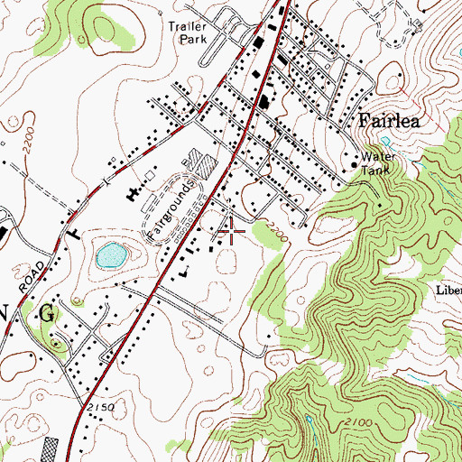 Topographic Map of Fairlea Census Designated Place, WV