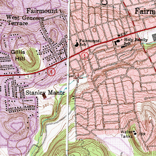 Topographic Map of Fairmount Census Designated Place, NY
