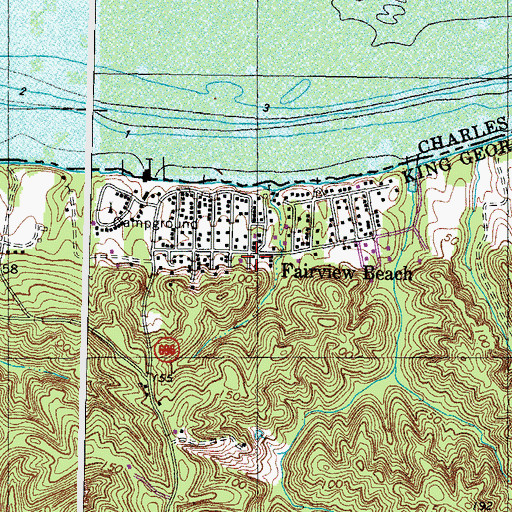 Topographic Map of Fairview Beach Census Designated Place, VA