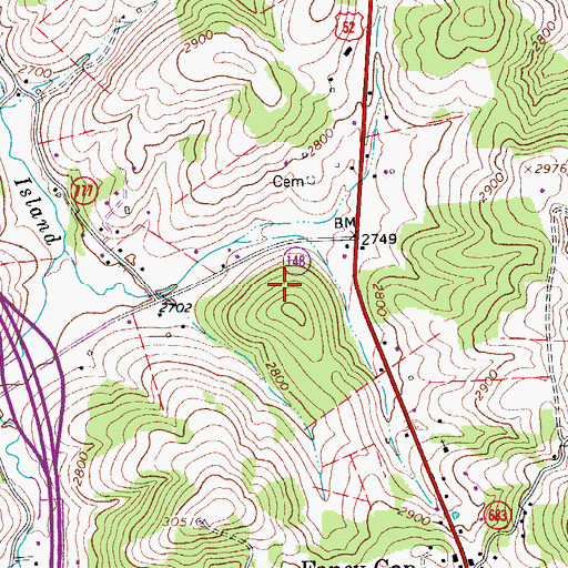 Topographic Map of Fancy Gap Census Designated Place, VA