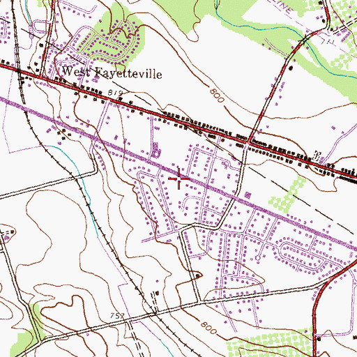 Topographic Map of Fayetteville Census Designated Place, PA