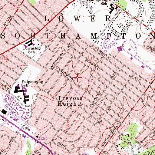 Topographic Map of Feasterville-Trevose Census Designated Place (historical), PA