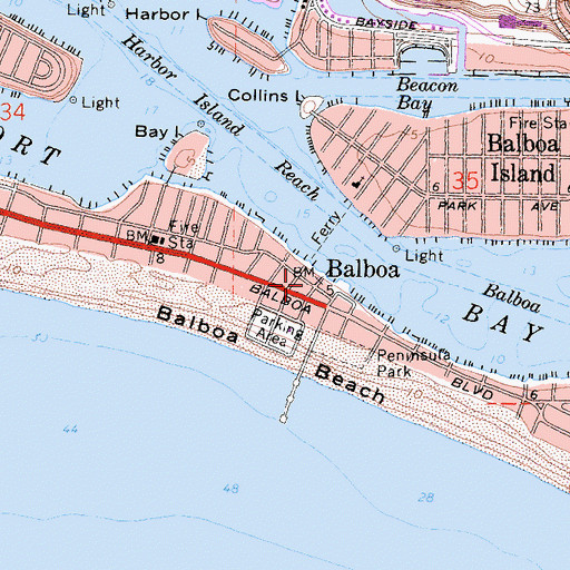 Topographic Map of Balboa, CA