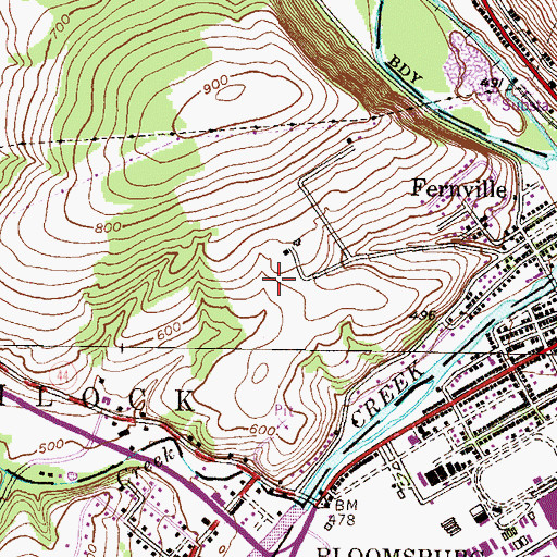 Topographic Map of Fernville Census Designated Place, PA