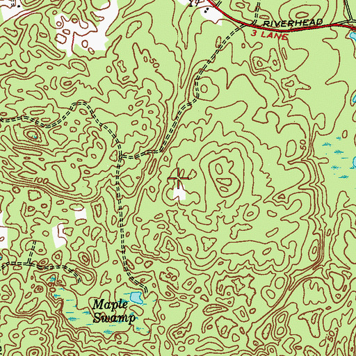 Topographic Map of Flanders Census Designated Place, NY