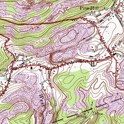 Topographic Map of Forestville Census Designated Place, PA