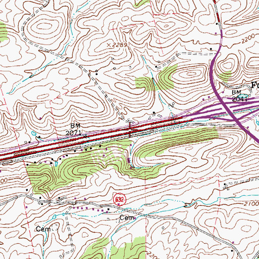 Topographic Map of Fort Chiswell Census Designated Place, VA