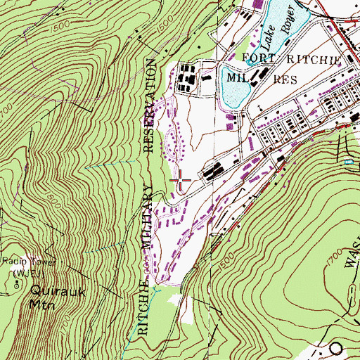 Topographic Map of Fort Ritchie Census Designated Place, MD