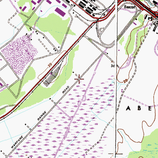Topographic Map of Aberdeen Proving Ground Census Designated Place, MD