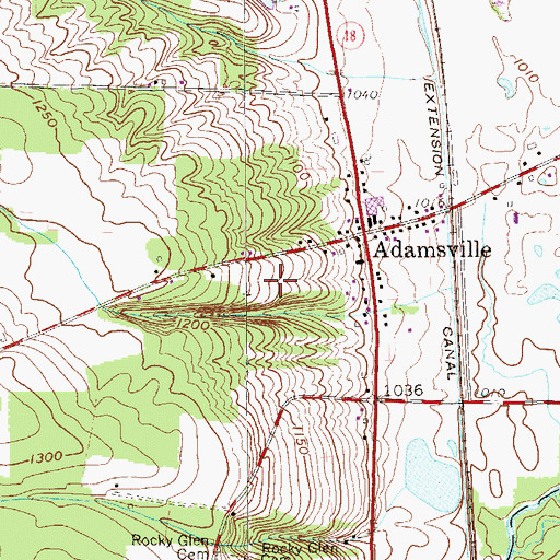 Topographic Map of Adamsville Census Designated Place, PA