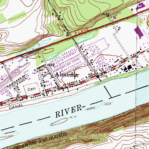 Topographic Map of Almedia Census Designated Place, PA
