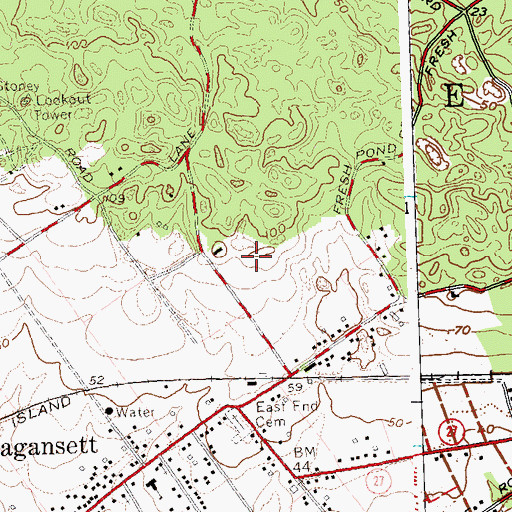 Topographic Map of Amagansett Census Designated Place, NY