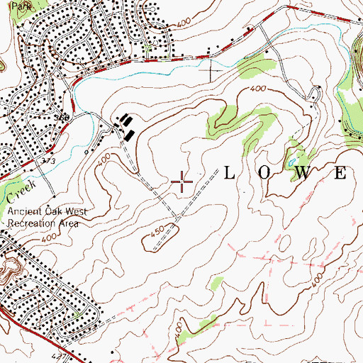Topographic Map of Ancient Oaks Census Designated Place, PA