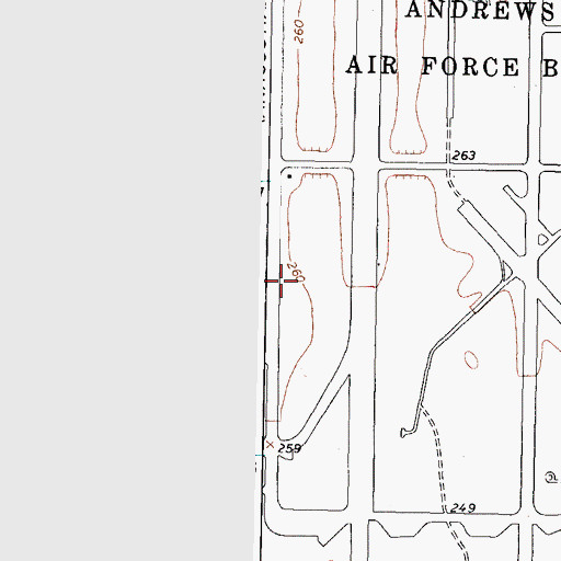 Topographic Map of Andrews Air Force Base Census Designated Place, MD
