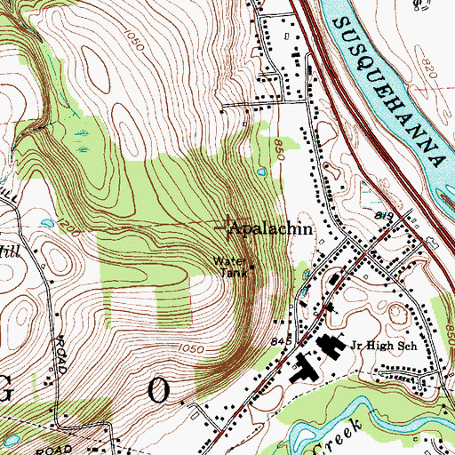 Topographic Map of Apalachin Census Designated Place, NY