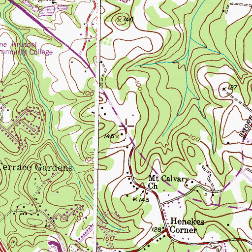 Topographic Map of Arnold Census Designated Place, MD