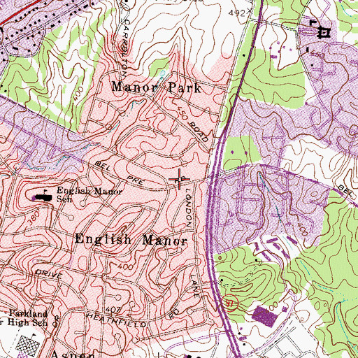 Topographic Map of Aspen Hill Census Designated Place, MD