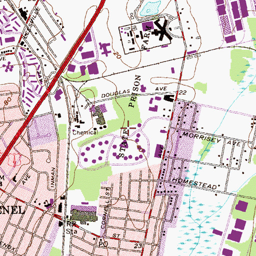 Topographic Map of Avenel Census Designated Place, NJ
