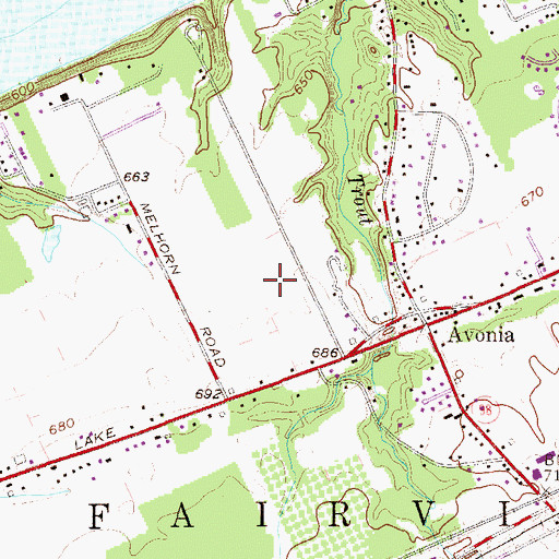 Topographic Map of Avonia Census Designated Place, PA