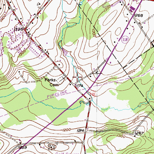 Topographic Map of Back Mountain Census Designated Place, PA