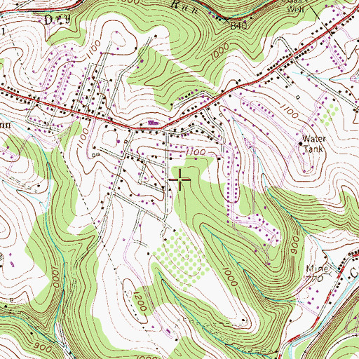 Topographic Map of Baidland Census Designated Place, PA