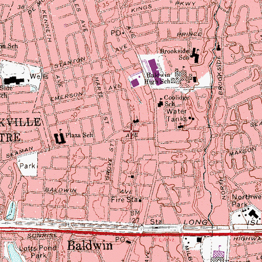 Topographic Map of Baldwin Census Designated Place, NY