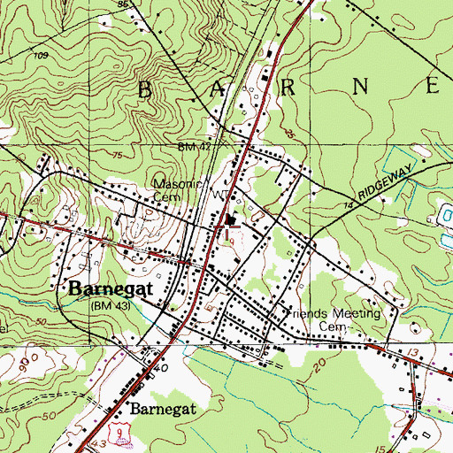 Topographic Map of Barnegat Census Designated Place, NJ