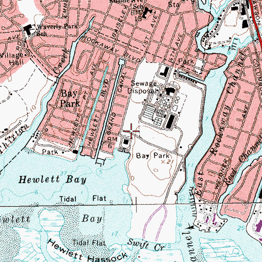 Topographic Map of Bay Park Census Designated Place, NY