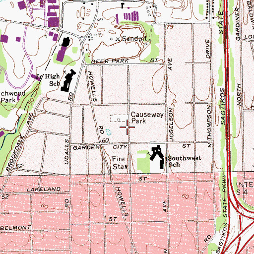 Topographic Map of Baywood Census Designated Place, NY
