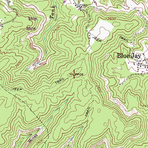Topographic Map of Beaver Census Designated Place, WV