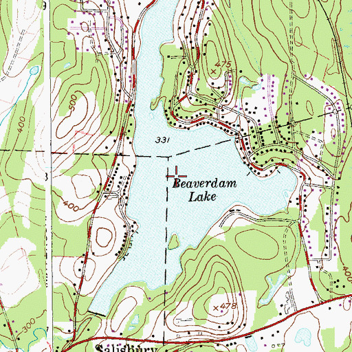 Topographic Map of Beaverdam Lake-Salisbury Mills Census Designated Place (historical), NY