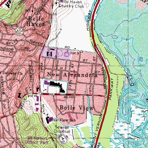 Topographic Map of Belle Haven Census Designated Place, VA