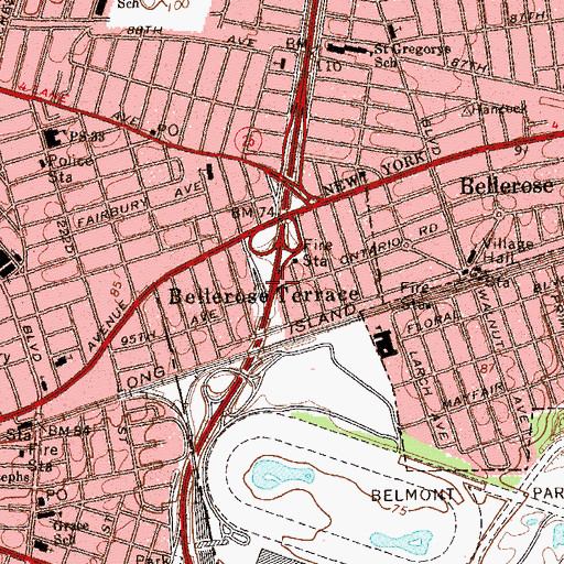 Topographic Map of Bellerose Terrace Census Designated Place, NY