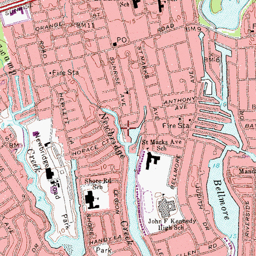 Topographic Map of Bellmore Census Designated Place, NY