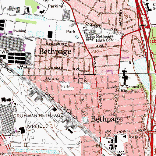 Topographic Map of Bethpage Census Designated Place, NY