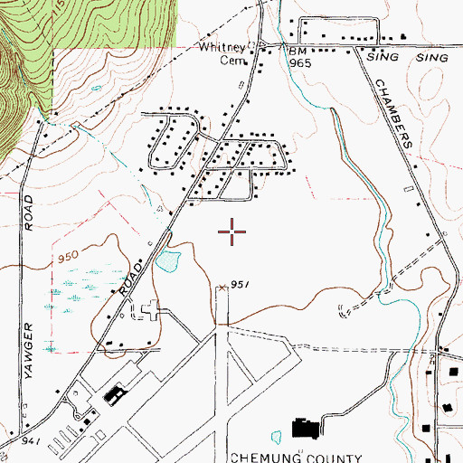 Topographic Map of Big Flats Airport Census Designated Place, NY