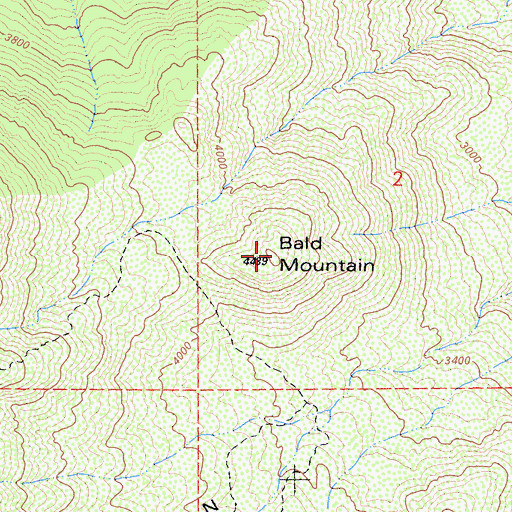 Topographic Map of Bald Mountain, CA