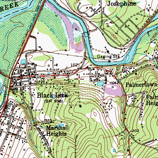 Topographic Map of Black Lick Census Designated Place, PA