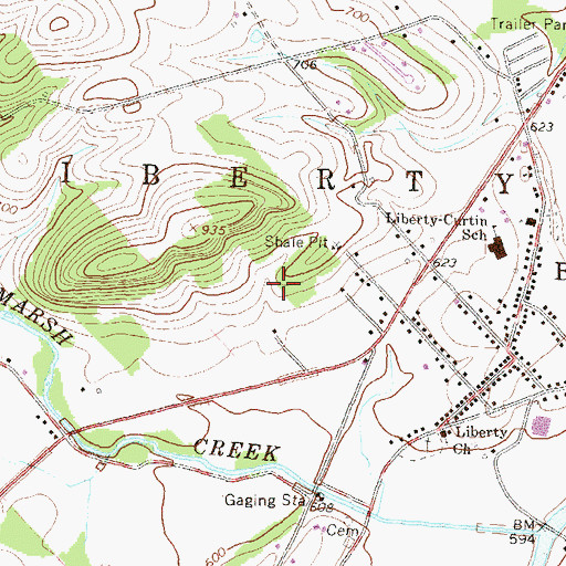 Topographic Map of Blanchard Census Designated Place, PA
