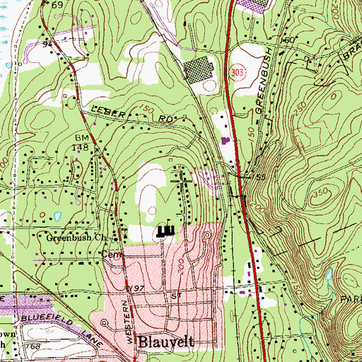 Topographic Map of Blauvelt Census Designated Place, NY