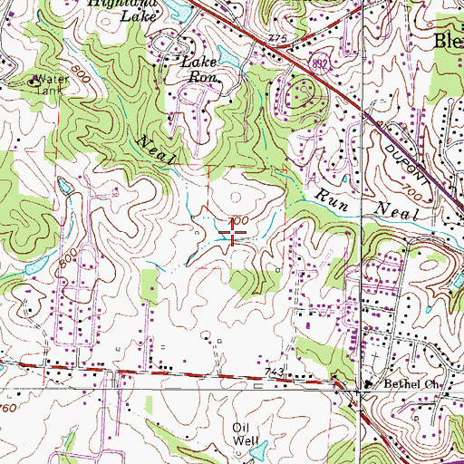 Topographic Map of Blennerhassett Census Designated Place, WV