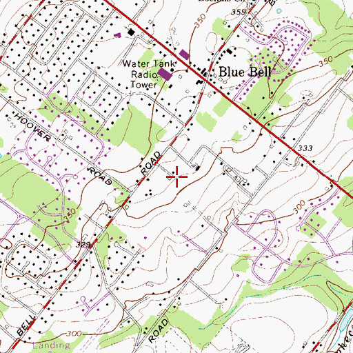 Topographic Map of Blue Bell Census Designated Place, PA