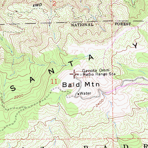 Topographic Map of Bald Mountain, CA
