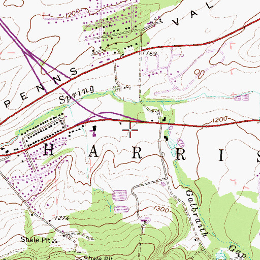 Topographic Map of Boalsburg Census Designated Place, PA