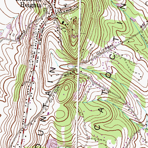 Topographic Map of Braddock Heights Census Designated Place, MD