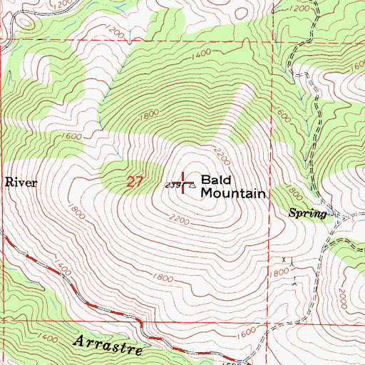 Topographic Map of Bald Mountain, CA